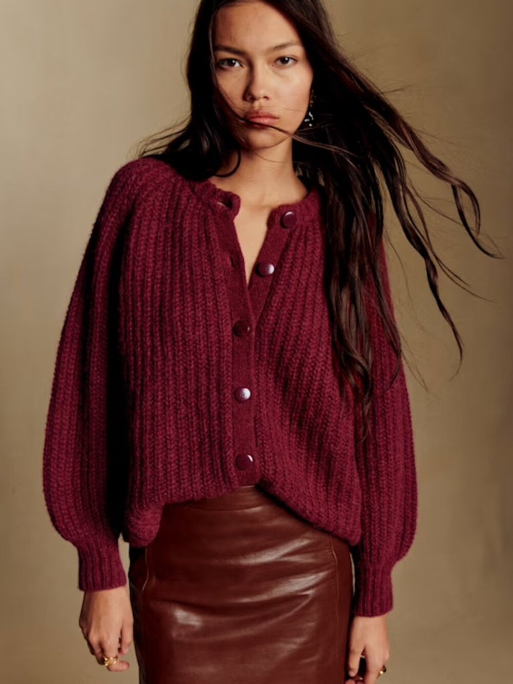 Sezane Emile Cardigan Burgundy - Size M